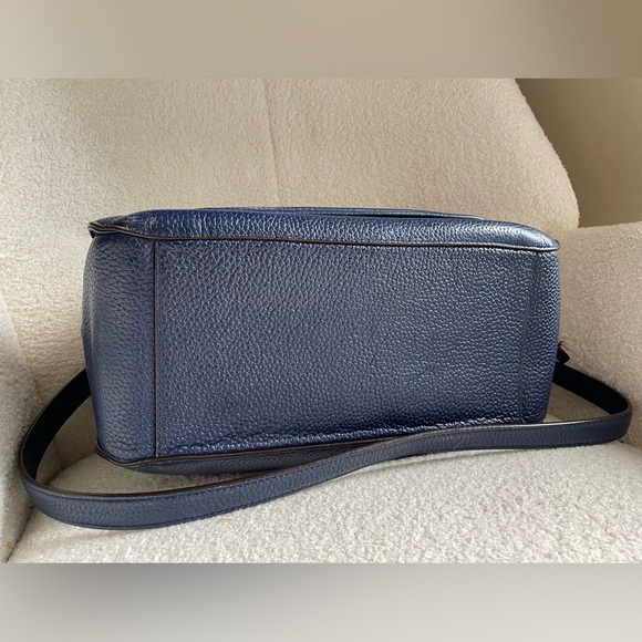 Kate Spade deep royal blue Navy gold metal accents Leather Satchel NWOT - Picture 8 of 12